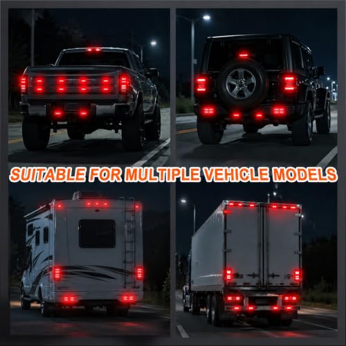 4PCS 3-LED Red Flashing Strobe Lights for Trucks Cars Vehicles - color: Red, size: 3LED-4PCS