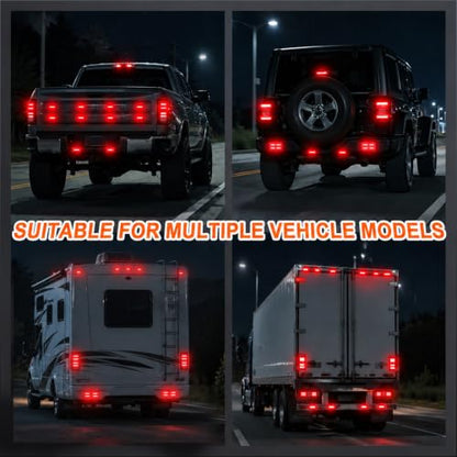 4PCS 3-LED Red Flashing Strobe Lights for Trucks Cars Vehicles - color: Red, size: 3LED-4PCS