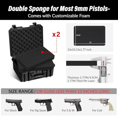 SEKKVY Gun Case for Handguns, Pistol Case Hard Shell - color: 2-Pistol Case,Black