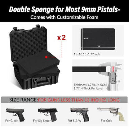 SEKKVY Gun Case for Handguns, Pistol Case Hard Shell - color: 2-Pistol Case,Black