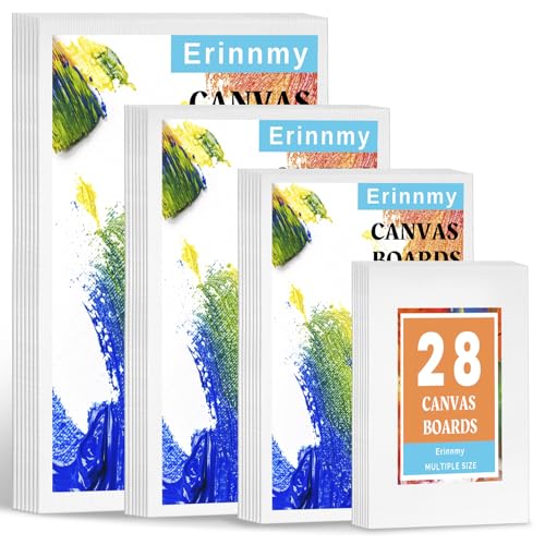 28 Pack Canvas Boards for Painting, White Canvas Panels, Multi Pack