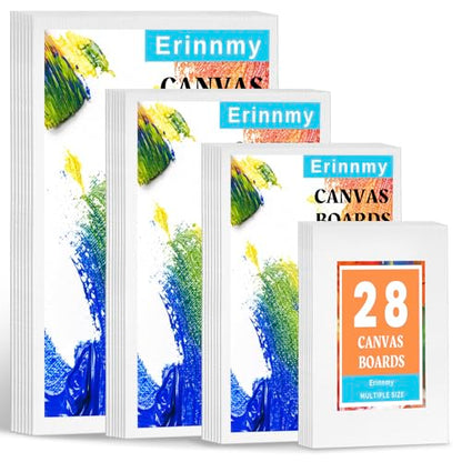 28 Pack Canvas Boards for Painting, White Canvas Panels, Multi Pack