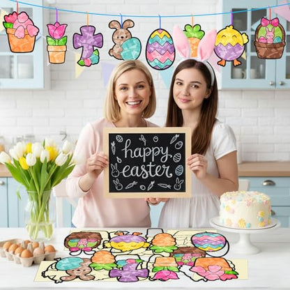 Eersida 32 Sets Easter Suncatcher Craft Kit, Easter Window Art Crafts DIY - style: Easter C