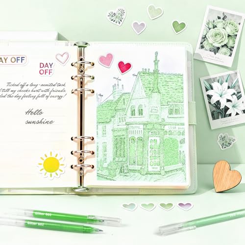 12 Pack Green Glitter Gel Pens Set High-Capacity - color: green
