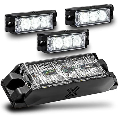 LAMPHUS NanoFlare 4pc 3W White LED Police Grill Strobe Warning Lights - color: White, size: 3W - 4 Pack