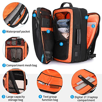 TANGCORLE Travel Backpack, 45L Carry On, Airline Approved - color: Black-b45