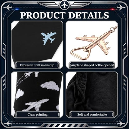 Sieral 7 Pcs Pilot Gifts for Men Plush Robe 20oz Tumbler Hat Socks Keychain - style: Pilot