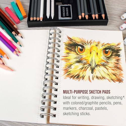 U.S. Art Supply 5.5"x8.5" Sketch Book Pad, Spiral Bound 100 Sheets, 2-Pack - size: 5.5-x-8.5-inch