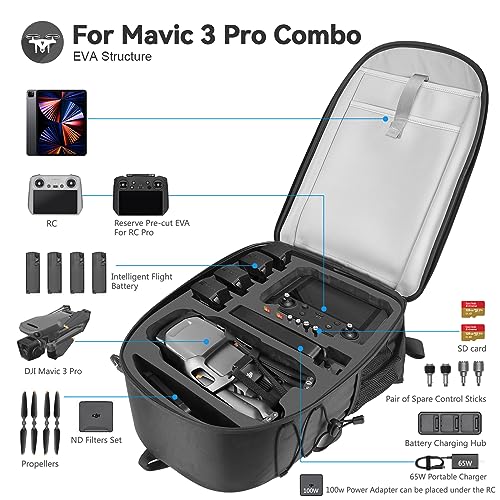 Smatree Professional Backpack for DJI Mavic 3 Pro - color: Black- For Mavic 3 Pro