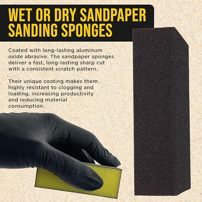 Dura-Gold 80 Grit 4-Sided Hand Sanding Block Sponges, 3.9" x 2.75" x 1" - style: 80 Grit