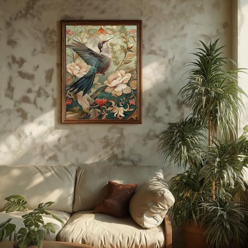 Paint by Numbers Flowers, Wildflowers Paint by Numbers for Adults 16x20 in - color: Hummingbird 2