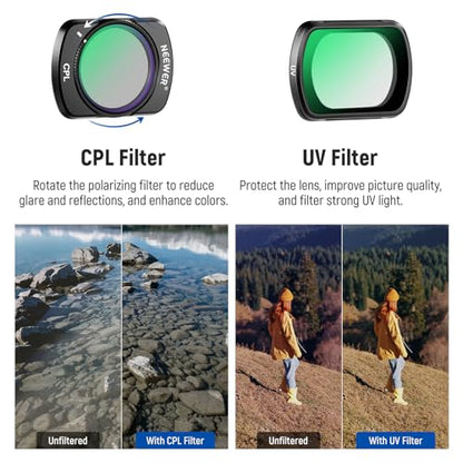 NEEWER 6 Pack ND CPL UV Filter Set Compatible with DJI Osmo Pocket 3 / Pocket 4 / Xtra Muse, Magnetic Action Camera UV ND16 ND32 ND64 ND256 Protective Neutral Density Polarizing Filter Accessories - style: 6 Pack ND+CPL+UV