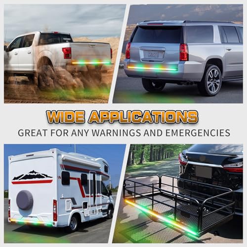 XRIDONSEN 48 inch 288 LED Tailgate Lights Rear Strobe Lights Strip - color: Amber/Green
