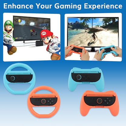 23 in 1 Accessories Family Bundle Game Kit for Nintendo Switch 2 - color: Switch 2 Kit-Orange Blue