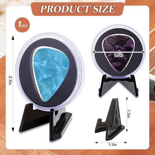 Funnymoom 1 Pcs Guitar Pick Display Case Acrylic with Stand, Clear, Black - color: Clear, Black
