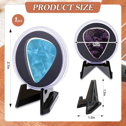 Funnymoom 1 Pcs Guitar Pick Display Case Acrylic with Stand, Clear, Black - color: Clear, Black