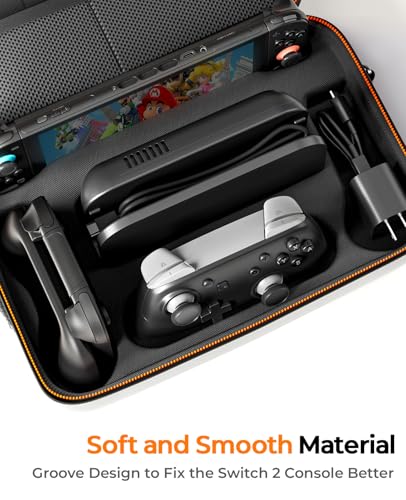 COOWPS for Nintendo Switch 2 Case, 4Pcs Thumb Grips, Protection Travel Case - color: White