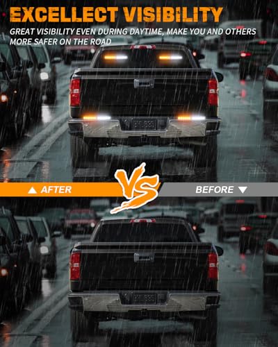 XRIDONSEN 2x 10.7 inch Strobe Light Bar 24 LED Amber White Emergency Lights - color: Amber/White