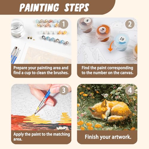 XTCIXAL Paint by Numbers Kit for Adults, Fox, 16X20 Inch - color: 18-Fox