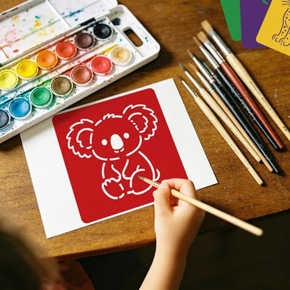 CUTHOLLOW 25 PCS Cartoon Animals Painting Shape Stencils Sets - style: Cartoon animals