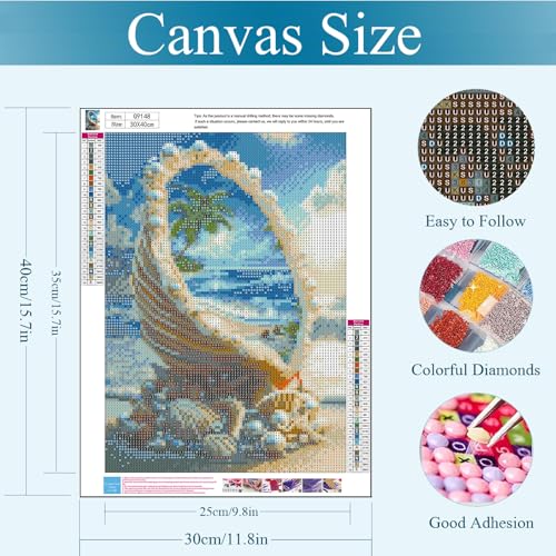 Gemozaic Beach Diamond Painting Kits for Adults, Seaside Shell Diamond Art - color: G9148