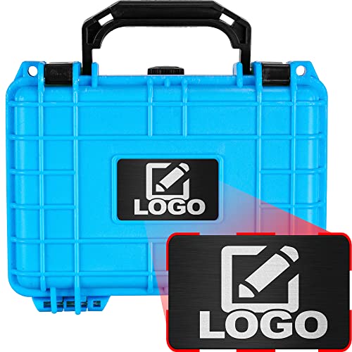 Eylar Protective Gear and Camera Hard Case with Custom Logo Engraved Plate TSA Approved 8.12 inch 6.56 inch 3.56 inch, Customizable Pluck Foam, Lockable for Cameras, Lenses, Drones, Gear (Neon Blue) - color: Neon Blue