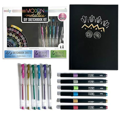 Ooly Metallic Sketchbook Coloring Art Kit, 7" x 9", 13 Piece - color: Metallic Coloring Kit