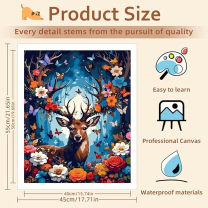 Reivworl Deer Paint by Numbers Kit for Adults Beginner 16×20 inch - color: 01-deer