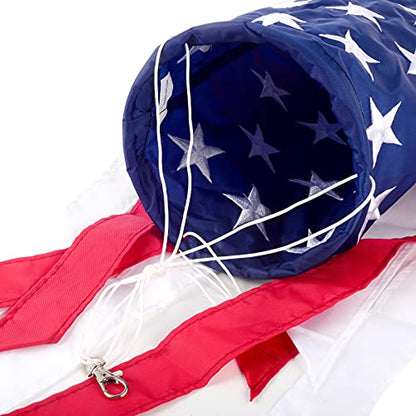 2 Pack American Flag Windsock 40 Inch with Embroidered Stars - color: Red-2pack, size: 40 Inch