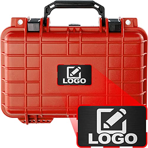 Eylar Protective Gear and Camera Hard Case with Custom Logo Plate Waterproof Dry Box with Foam 11.6 Inch 8.3 Inch 3.8 Inch (Red) - color: Red