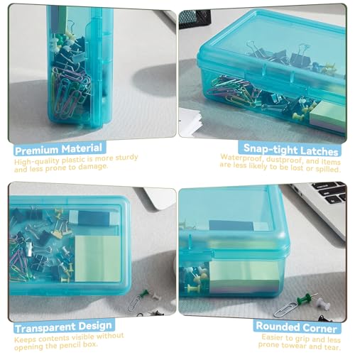 novelinks 5x8 Inch Plastic Pencil Box, Small Clear Storage Bins with Lids - size: 8 Pack