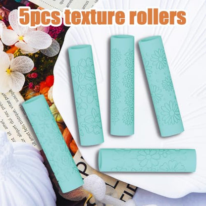 ORIGACH 5 Pcs Daisy Rose Polymer Clay Texture Roller for Earring Making - style: Daisy Rose & Sunflower