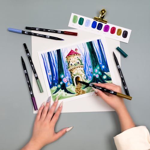 Tombow 56257 Dual Brush Pen Art Markers, Dragons, 10-Pack. Brush/Fine Tips