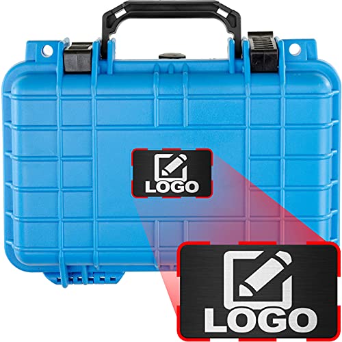 Eylar Protective Gear and Camera Hard Case with Custom Logo Plate Waterproof Dry Box with Foam 11.6 Inch 8.3 Inch 3.8 Inch (Neon Blue) - color: Neon Blue