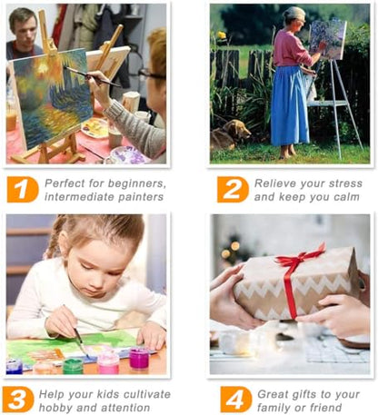 Axquilon 3 Packs Fall Framed Paint by Numbers Kit for Adults 8x10in - color: 3 Pack Fall with Easel