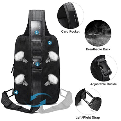 BANGE Men's Sling Backpack - Waterproof Crossbody Bag, Multi-Purpose Shoulder Bag - color: Black