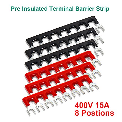 Terminal Block, 8 Circuits 600V 15A Dual Row Screw Terminal Strip, 6 Sets - size: 15A 8P+6pcs Jumpers
