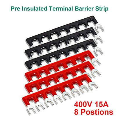 Terminal Block, 8 Circuits 600V 15A Dual Row Screw Terminal Strip, 6 Sets - size: 15A 8P+6pcs Jumpers