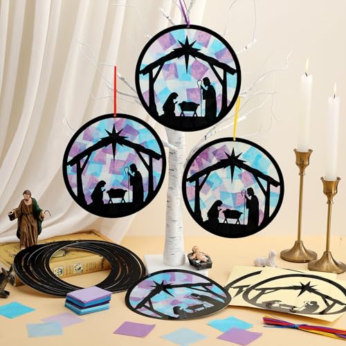 Eersida 32 Pcs Christmas a Suncatcher Craft Kit Stained Glass DIY - style: Christmas A