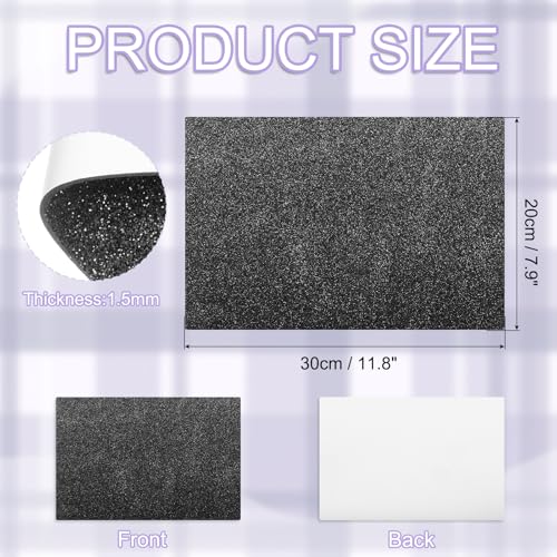 uxcell Foam Sheets 5Pcs 8x12Inch EVA Self-Adhesive Sparkle Black Glitters - color: Black