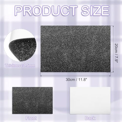 uxcell Foam Sheets 5Pcs 8x12Inch EVA Self-Adhesive Sparkle Black Glitters - color: Black