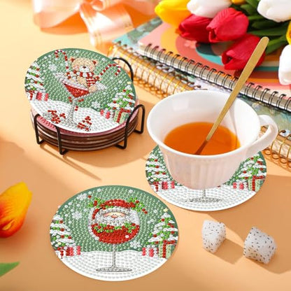 HHMATITS 8 Pcs Christmas Diamond Art Coasters Kit, Diamond Art Coasters - color: Christmas-1
