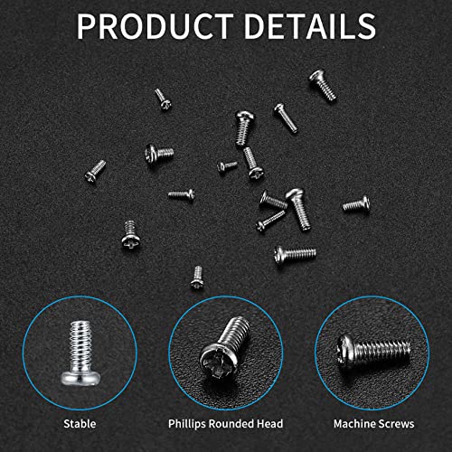 800Pcs Tiny Screws for Electronics, Micro Small Pan Head Machine Screws Assortment Kit for Eyeglasses, Watches, Clocks, Mobile Phone, M1/M1.2/M1.4/M1.6/M1.7 (800)