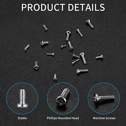 800Pcs Tiny Screws for Electronics, Micro Small Pan Head Machine Screws Assortment Kit for Eyeglasses, Watches, Clocks, Mobile Phone, M1/M1.2/M1.4/M1.6/M1.7 (800)