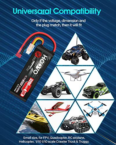 HOOVO 3S 11.1V 3200mAh 50C RC Lipo Battery with T Connector(2 Packs)