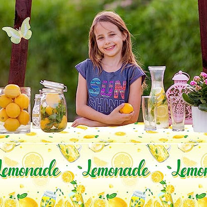 3Pcs Lemonade Table Cloth-Yellow Lemon Theme Disposable Plastic Table Covers Fruit Summer Lemonade Stand Decoration Lemon Rectangular Tablecloth - color: Lemonade