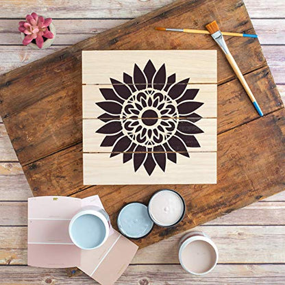 Mandala Sunflower Stencil - Stencil Template, Nature Stencil, Large Stencils, Sunflower Template, Stencils for Wood - size: 30"x30"