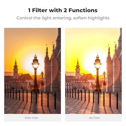 K&F CONCEPT 62mm Black Diffusion 1/4 & Variable ND2-400 2 in 1 Lens Filter - size: 62mm