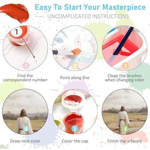 Jesus Paint by Numbers Kit for Adults Framed Canvas 12X16 in, Frameworkless - color: YH02827