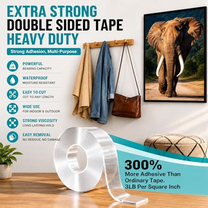 Ohayooz® Extra Strong Double Sided Tape Heavy Duty Removable 10FT - size: Ohayooz Extra Strong 10 Feet